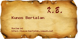 Kunos Bertalan névjegykártya
